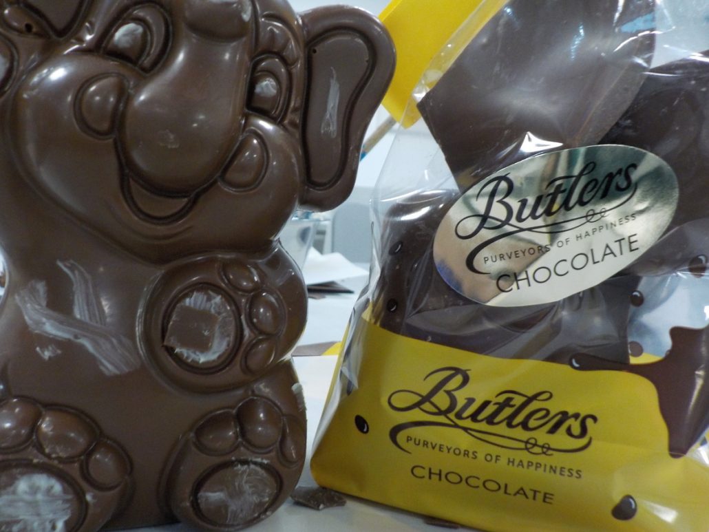 An elephant shaped chocolate from Blutlers Chocolate, in Dublin (Ireland)! A tour through the factory is a great day out for families!