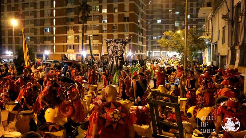 The performers getting ready for the carnival parade in Montevideo, Uruguay. It was fun for the grown-ups, and even for the kids! Click to see more of what to do in Montevideo with kids!