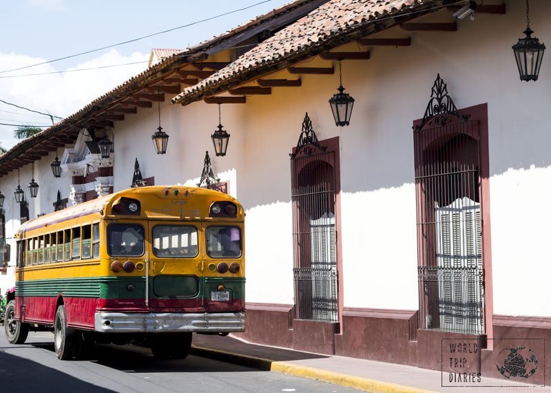 The buses in Nicaragua are colorful old school buses. We didn't ride them, but we had fun watching them drive past us.