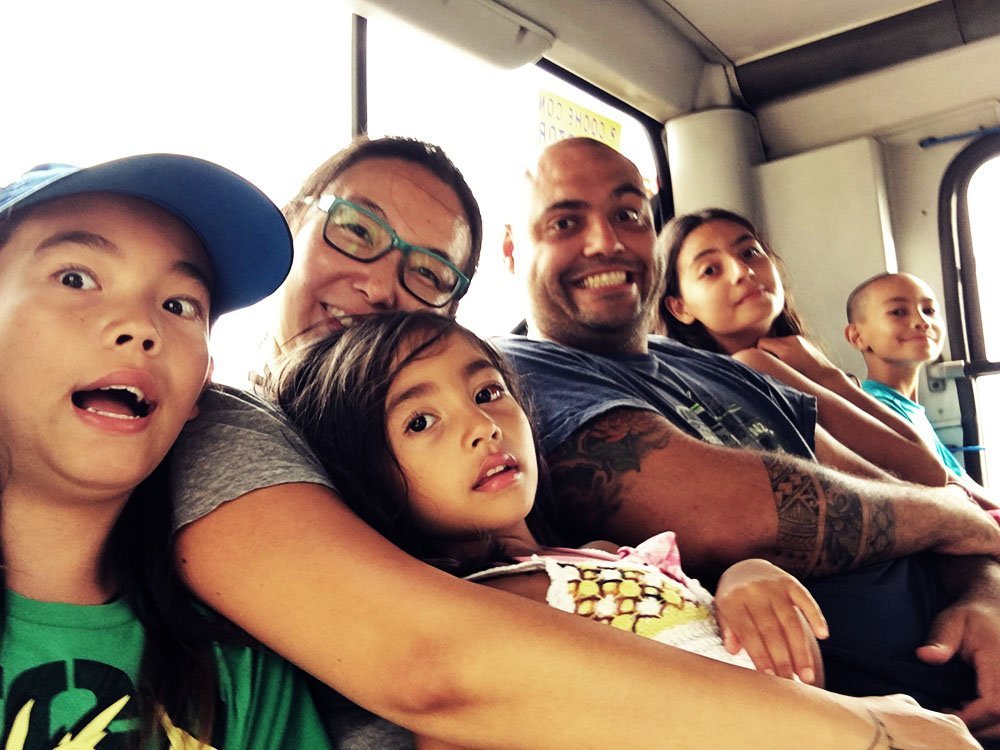 A selfie of us taken inside the bus of Montevideo. The buses outside rush hours were quite empty and comfortable. It was our favorite transport option in Uruguay.