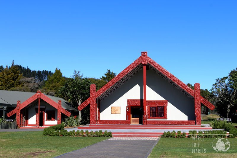 The Maori meeting and school houses, in Te Puia, Rotorua (NZ). They're highly intricate and all the carvings tell a story.