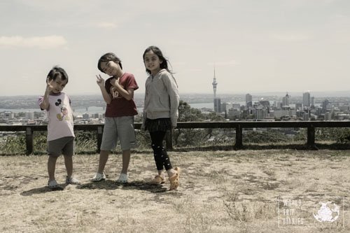 From almost everywhere in Auckland you can get a glimpse of the Sky Tower. One Tree Hill, one of the volcanos, is not different!