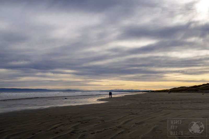 A sunset at the beach. Oreti beach is the beach locals go to, and it's huge. We found it too cold, but pretty nonetheless. 