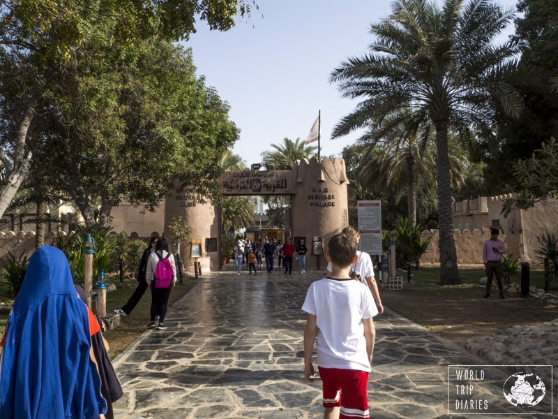 The Heritage Village is a fun place to visit with kids in Abu Dhabi. It has artisans, handicrafts, shops, food, and more!