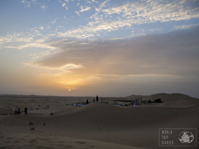 The sunset over the dunes of Abu Dhabi. It didn't have the reflections on the water, but it was just as incredible! Watching it from the top of a dune with my kids was a great moment!