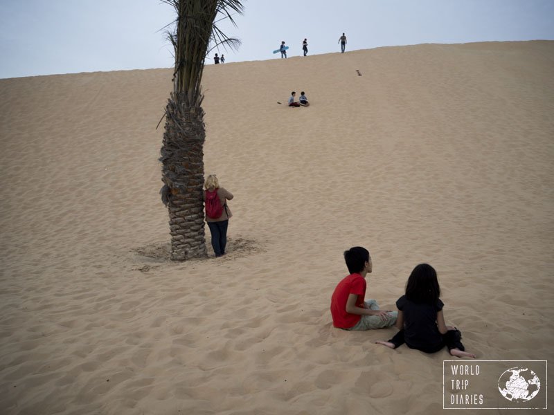 Sand boarding is the desert equivalent of snow boarding. Fun anyway!