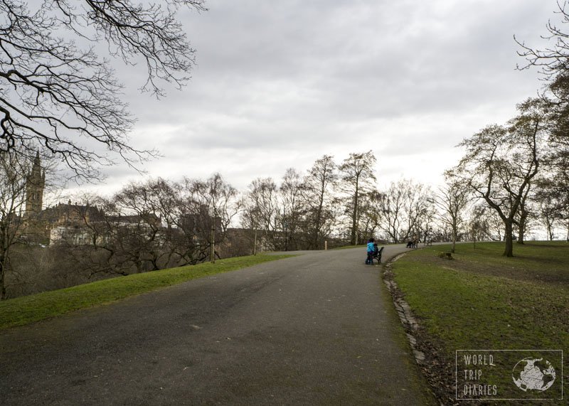 Kids 3 and 4 arguing over who got to the bench first at Kelvingrove Park, in Glasgow, Scotland. Parks are almost always free of charge and great for kids to let off steam. 