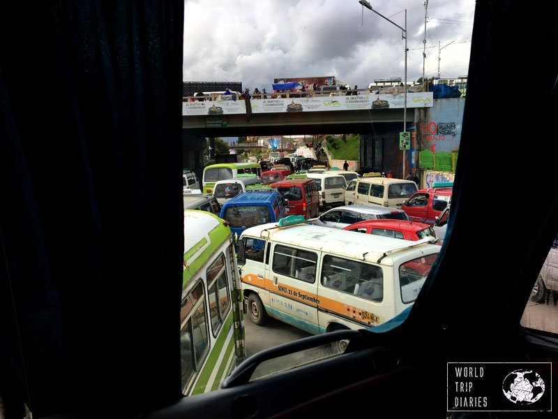 Traffic in La Paz, Bolivia, South America