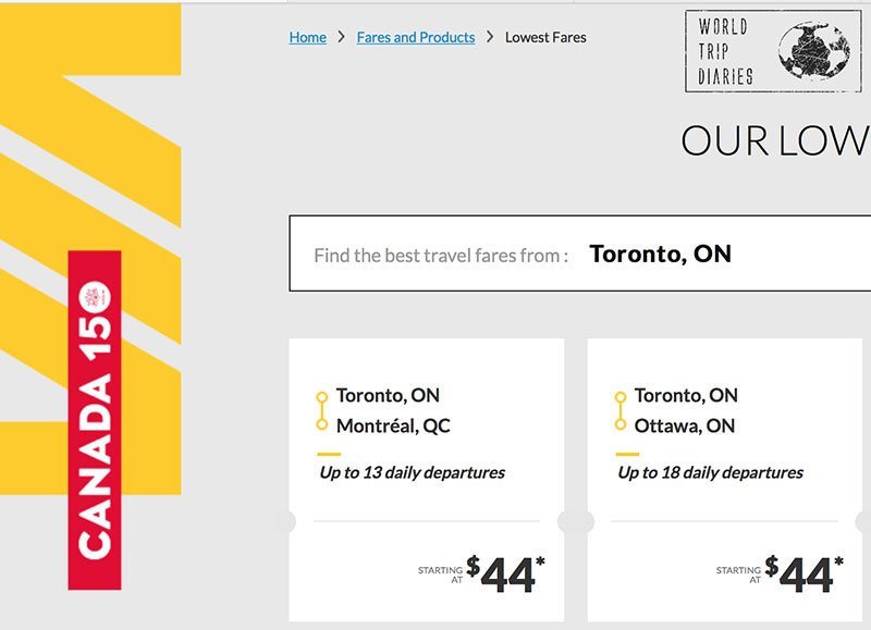 Via Rail Canada: 2 Cities at same price